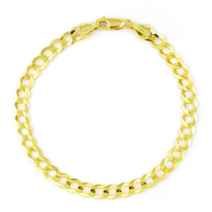 10K Yellow Gold 6mm Cuban Curb Chain Italian Link Mens Bracelet Lobster 8" - Picture 1 of 11