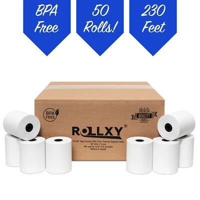 POSPAPERROLL 3-1/8" x 230' THERMAL POS RECEIPT PRINTER ROLL PAPER BPA FREE USA - 50 ROLLS