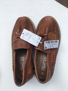 New NEXT Brown Kids' Leather Tassel Slip On Shoes Size UK 11 - Picture 1 of 6