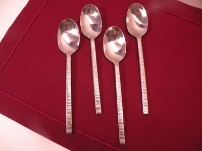 Set Of 4 Teaspoons Azur Hampton Silversmiths Stainless Flatware 6 3/4" - Image 1 of 4