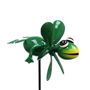 Estaca de jardín Primus Metal Spinning Frog acabado negro perfecta para decorar - Imagen 1 de 1