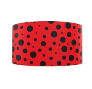 3 INCH ( 1 Yard) Red black ladybug polka dot bubble printed Grosgrain Ribbon - Picture 1 of 2