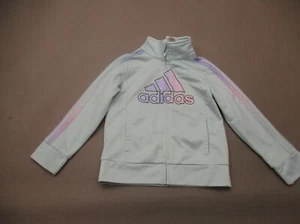 ADIDAS Size 3T Girls Gray Full Zip Stand Collar Pocket Athletic Jacket 799 - Picture 1 of 5