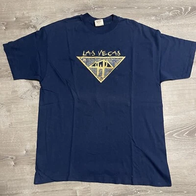 Camiseta De Colección Las Vegas Talla XL Azul Marino Bordada Puntada Única EE. UU. 90s Foto 1 de 4
