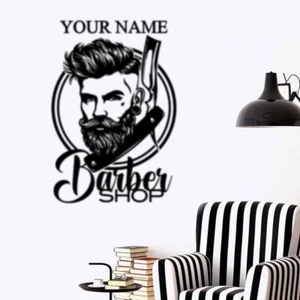 Pegatina/calcomanía de pared arte/ventana diseño barbería hipster - Imagen 1 de 4
