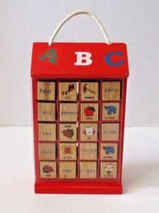 Wooden Alphabet House Play Set with 40 Alphabet Blocks - Picture 1 of 6
