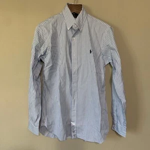 Ralph Lauren NWT Blue/White Stripe Button Down Size 15.5/39 cm READ FLAW - Picture 1 of 12