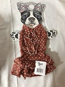 New ListingPet Dog Costume Outfit Brown White Polka Dot Dress Doggie Dudz Size Small