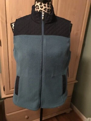 Croft & Barrow Chaleco Acolchado Cremallera Polar Bolsillos Talla Pequeña Mediana Azul Teal Nuevo Foto 1 de 4
