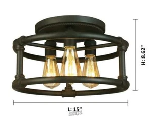 Wymer Eglo 3-Light Matte Bronze Dimmable Semi-Flush Ceiling Light Mount Brown - Picture 1 of 6