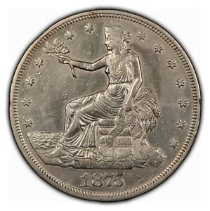 1875-CC $1 Silver Trade Dollar - Some Luster - XF/AU Dets - SKU-B1941