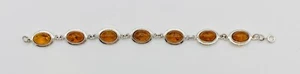 Sterling Silver Genuine Amber Indian Gemstone Bracelet (7.5 inches) 925 - Picture 1 of 4