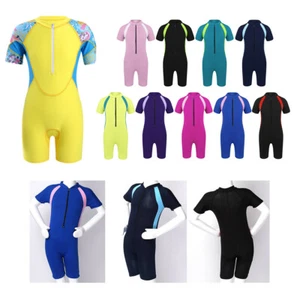 Girls Rash Guard Swimsuit Short Sleeve Bodysuit Palm Print Zipper Bathing Suits - Picture 1 of 65