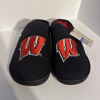 Wisconsin Badgers College Edition Size 7-8 Black & Red Slippers NEW - Image 1 of 4