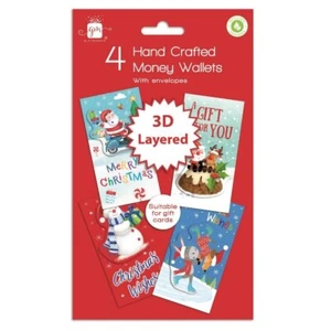 4 Pack Christmas Money Wallets 3D Layered Card Contemporary Gift With Envelopes - Picture 1 of 1