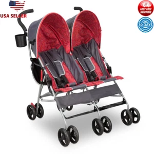 Side by Side Double Stroller Lightweight Adjustable Footrest 5-Point Harness New - Picture 1 of 6