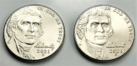 2021 P & D  Jefferson Nickel - BU Set Pulled From OBW Rolls Cover