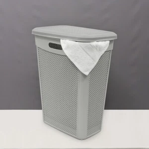 43L Large Plastic Laundry Basket with Lid Clothes Washing Storage Bin Hamper Bag - Picture 1 of 8