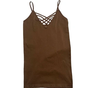 Zenana Outfitters Camisole Women S/M Brown Basic Criss-Cross Front Shaper Cami - Picture 1 of 5