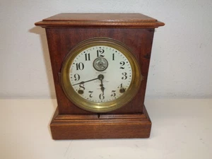Antique Seth Thomas Automatic 8 Day Long Alarm Wood Mantle Clock - Picture 1 of 7