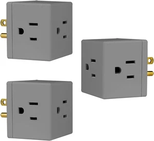 GE 3-Ausgänge geerdete Würfel Wasserhahn 3er-Pack, kompakter Wandadapter für Zuhause & Büro - Bild 1 von 5