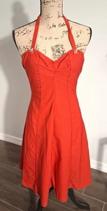 Y2k Stop Staring! Red Dress Kneck Tie W/Cherries Flows Sz Small Vintage - Picture 1 of 4