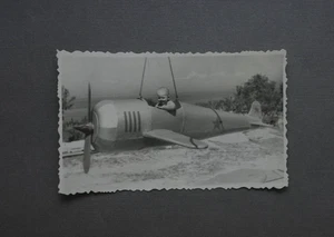 Vintage 1950s Photo – Boy Soviet Plane Amusement Arcade Ride – USSR Space Race - Picture 1 of 2