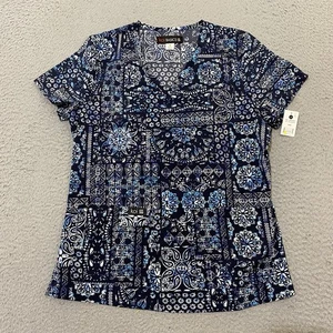 Koi Basics Scrub Top Damen S blau Batik Bandana Leslie 384PR NEU - Bild 1 von 14