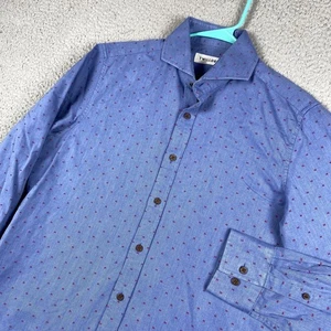 Camisa de vestir Twillory abotonada para hombre 15,5 34/35 mediana azul roja geométrica causal - Imagen 1 de 8