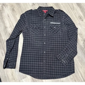 Montage Plaid Shirt Long Sleeve Button Up with Pockets Gray Black XL - Picture 1 of 5