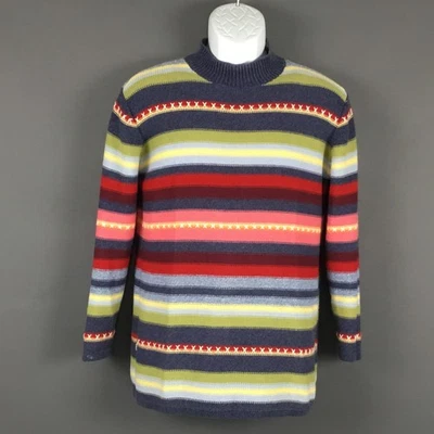 Villager Sport Sweater Womens Petite Medium Multicolor Striped Mock Neck Knit - Image 1 of 4