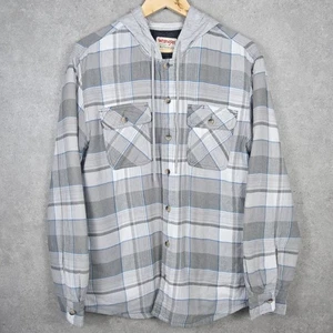 mens wrangler authentics hooded flannel shirt jacket, medium - Picture 1 of 4