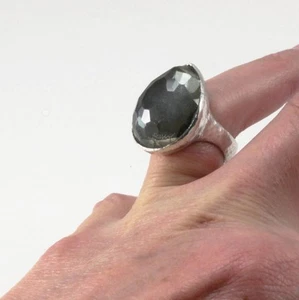 IPPOLITA WONDERLAND 925 STERLING SILVER QUARTZ DOUBLET GREY TONE RING 7.5 - Picture 1 of 8