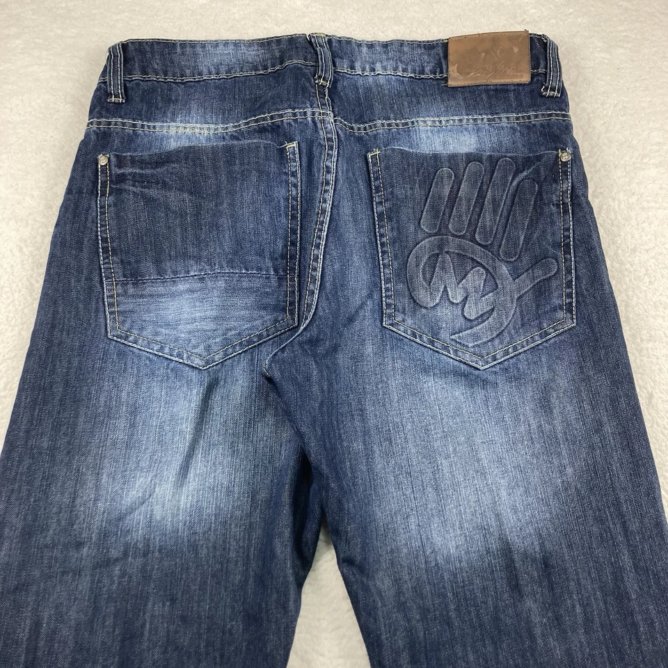 Pantalones de mezclilla rectos vintage Miskeen Originals para hombre 34x32 azul en relieve Y2K Foto 1 de 4