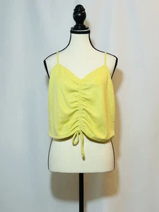 Bar III Yellow Ribbed Ruched Cropped Cami Top - Size XXL - Picture 1 of 4