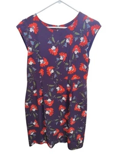 Anthropology Maeve Dress Navy With Red Floral Design 8P - Picture 1 of 2