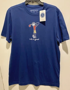 Life Is Good kurzärmliges blaues Golfer Jake T-Shirt für Herren Medium neu mit Etikett - Bild 1 von 5