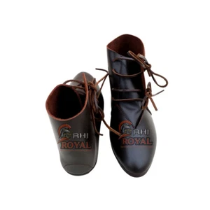 Par de botas de encaje de cuero vikingo par de calzado de encaje de cuero - Imagen 1 de 12