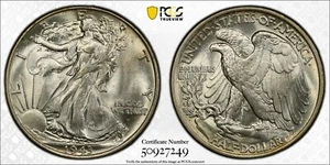 1943 Walking Liberty Half Dollar 50c - PCGS GRADED MS65 - TrueView! - Bild 1 von 6