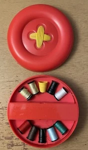 Vtg 1989 Threaded Button Shape Sewing Kit Avon Gift Collection Buttoned-Up Red - Picture 1 of 12