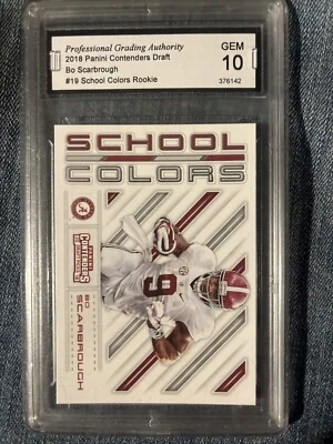 2018 Panini Contenders Draft Bo Scarbrough #19 School Colors Rookie PGA GEM 10 - Image 1 of 3