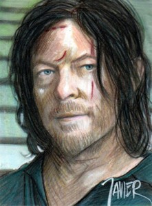 WALKING DEAD DARYL Dixon Norman Reedus SKETCH Card PRINT 1 of 15 ART