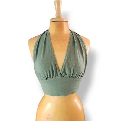Top halter de lino verde pequeño Brandy Melville Foto 1 de 4
