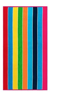 2 Piece Rainbow Egyptian Cotton Oversized Quick Drying Soft Beach Towel Set - Image 1 of 3