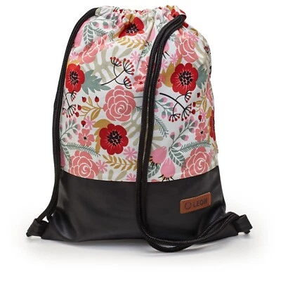 Leon By Bers Premium Turnbeutel Rucksack 35x45cm "FARN WEISS PU SCHWARZ" - Bild 1 von 4