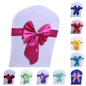 10 PEZZI Fiocco a Forma di Ventaglio Elasticizzato Plastica PVC Coprisedia Fasce Decorazione Banchetto - Foto 1 di 13
