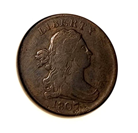 RARE 1807 DRAPED BUST HALF CENT 1/2c ANACS VF-20 AMAZING EYE APPEAL & DETAILS Cover