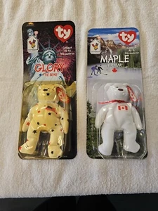 Lote de 2 1999 TY BEANIE BABIES MCDONALD'S INTERNATIONAL BEARSDdate error ortográfico - Imagen 1 de 14