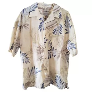 Splatt Fine Resort Wear Pale Yellow Tropical Short Sleeve Button Down Shirt - Picture 1 of 4