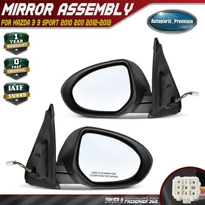 2x Espejo retrovisor eléctrico izquierdo y derecho negro con intermitente para Mazda 3 3 Sport 2010-2013 Foto 1 de 4